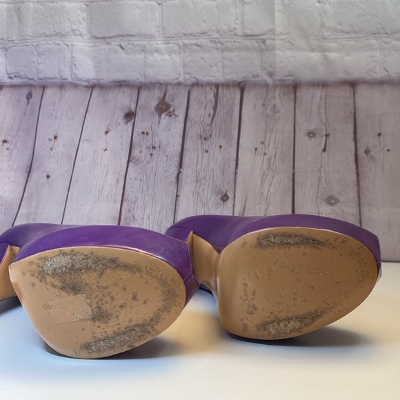 Giuseppe Zanoti Purple Leather Peek a Boo Open Toe Stiletto 4.25” Heels EUC - Picture 11 of 14